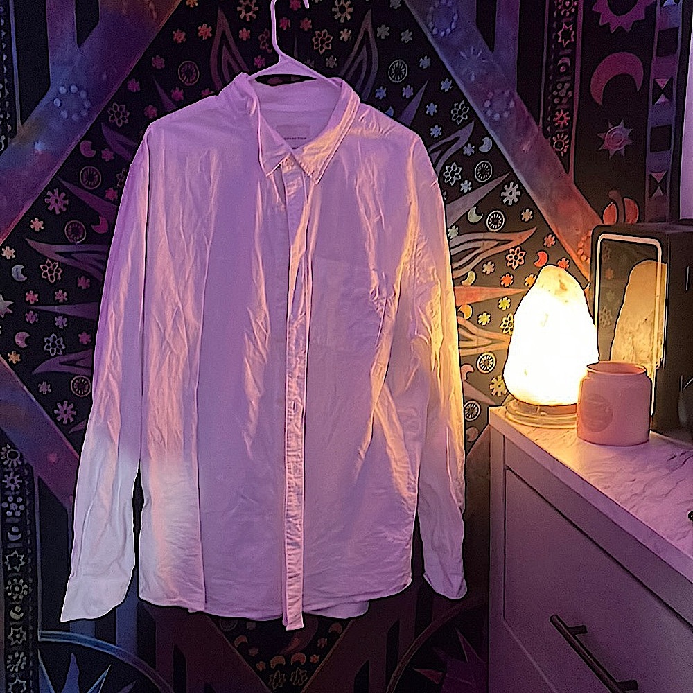 White button up, throw over shacket